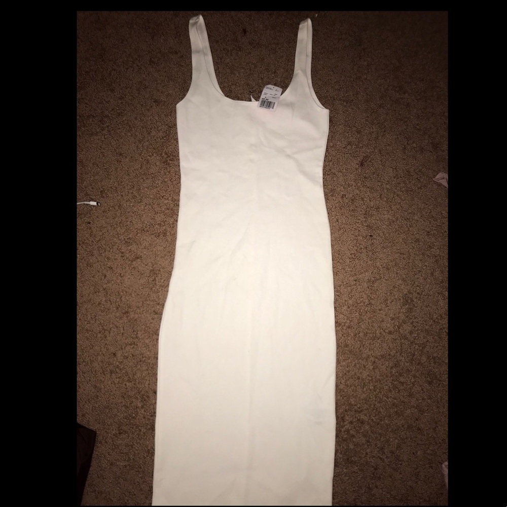 White bodycon basic midi dress